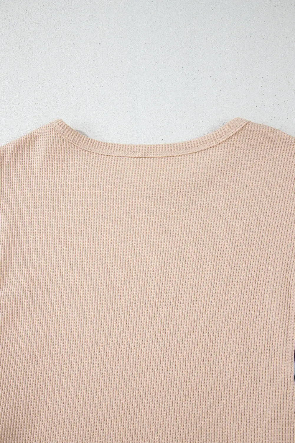 Parchment Contrast Floral Patchwork Puff Sleeve Waffle Knit Top - eAura