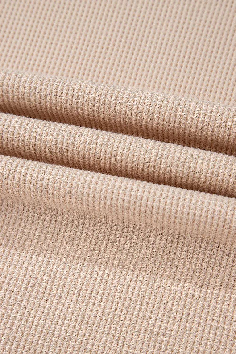 Parchment Contrast Floral Patchwork Puff Sleeve Waffle Knit Top - eAura