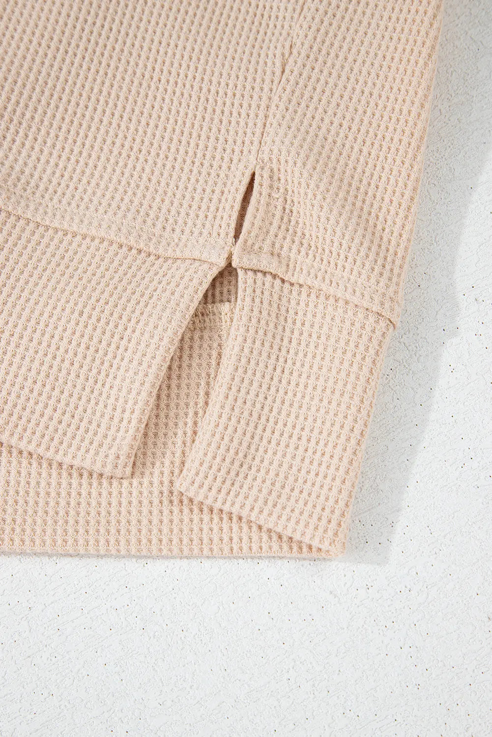 Parchment Contrast Floral Patchwork Puff Sleeve Waffle Knit Top - eAura