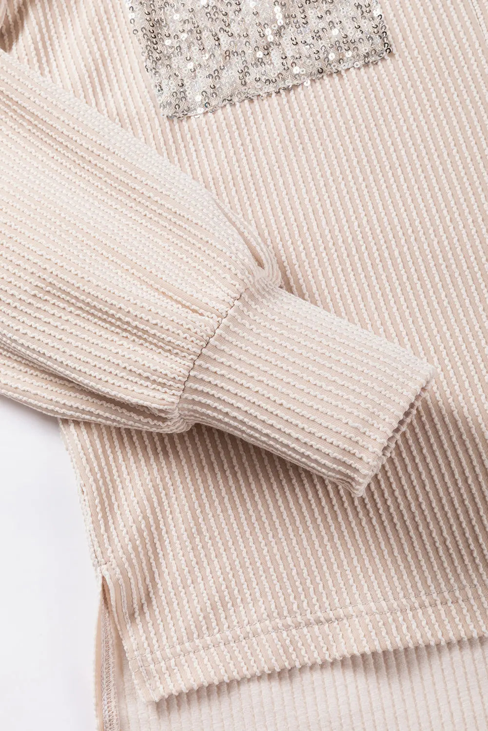 Parchment Sequin Patch Chest Pocket Corduroy Shacket - eAura
