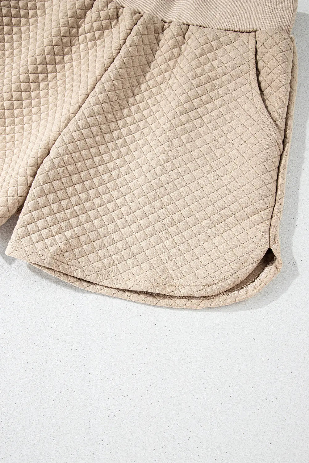 Parchment Solid Colour Quilted Long Sleeve Top and Shorts Set - eAura