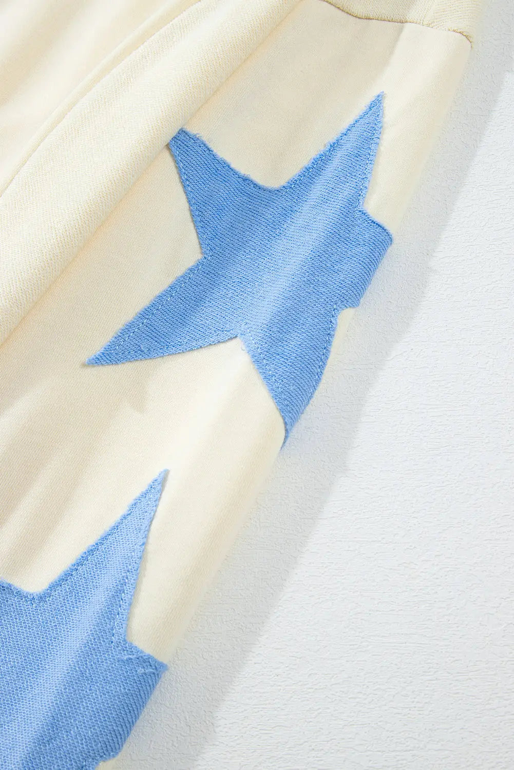 Parchment Star Patchwork Exposed Seam Oversized Sweatshirt Beagle Boutique Fashion Outlet