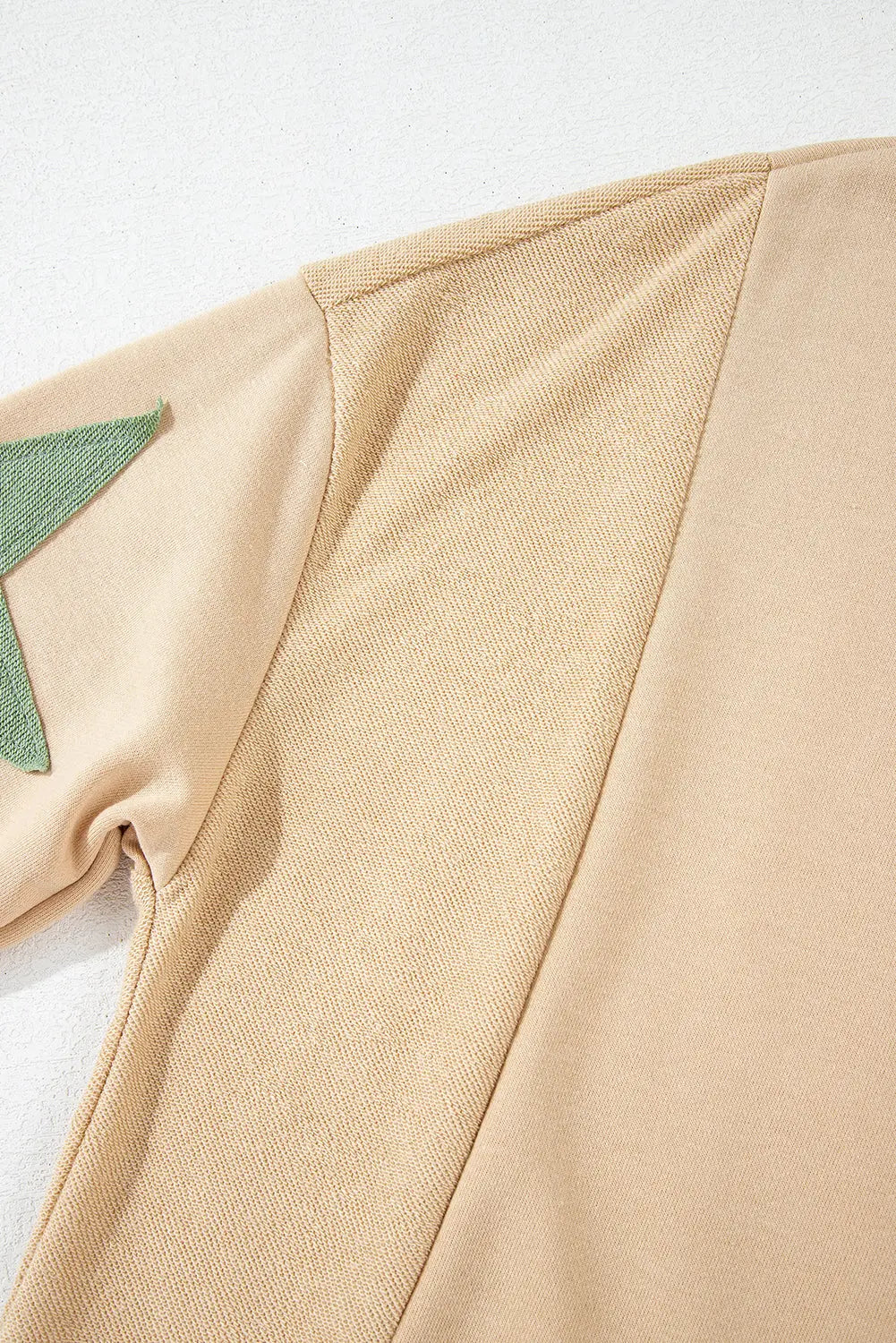 Parchment Star Patchwork Exposed Seam Oversized Sweatshirt Beagle Boutique Fashion Outlet