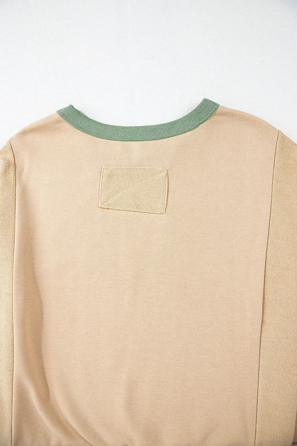 Parchment Star Patchwork Exposed Seam Oversized Sweatshirt Beagle Boutique Fashion Outlet