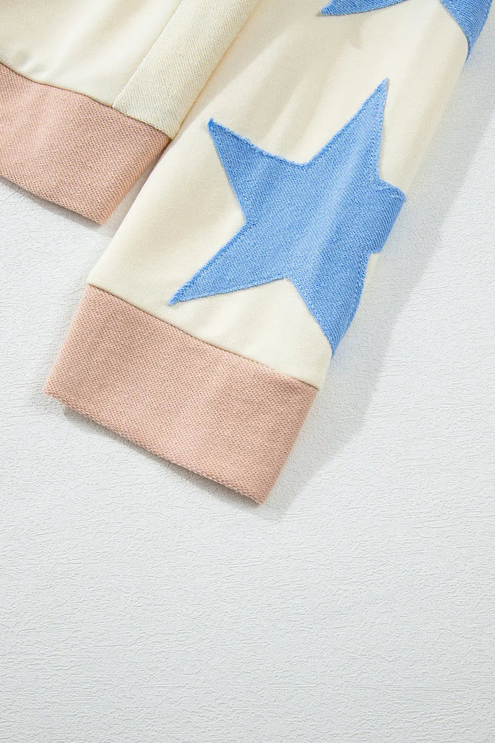 Parchment Star Patchwork Exposed Seam Oversized Sweatshirt Beagle Boutique Fashion Outlet