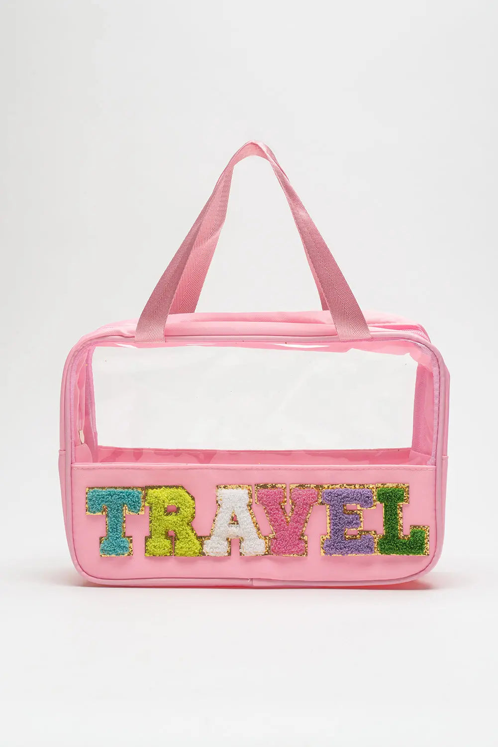 Parchment TRAVEL Letter Print Clear PVC Makeup Bag - eAura