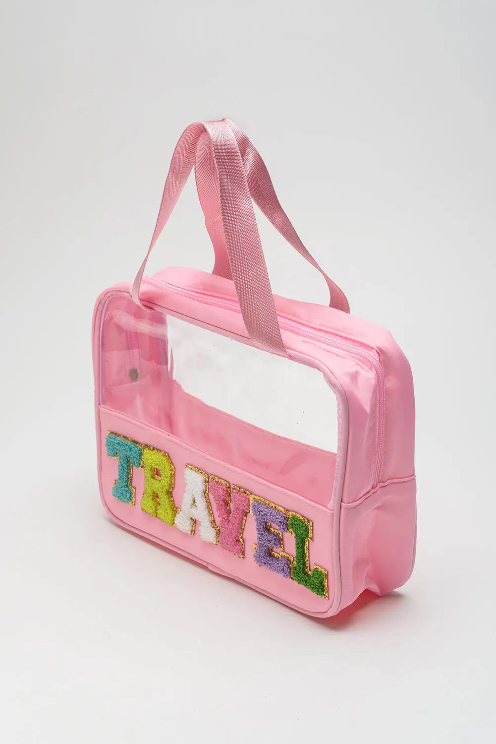 Parchment TRAVEL Letter Print Clear PVC Makeup Bag - eAura