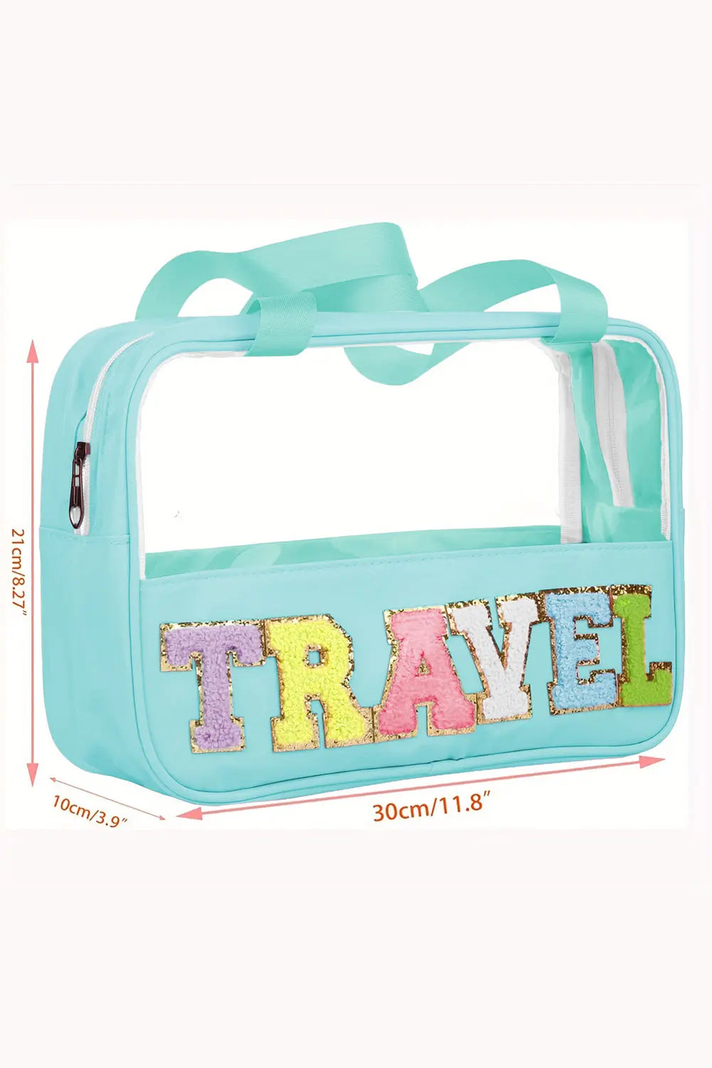 Parchment TRAVEL Letter Print Clear PVC Makeup Bag - eAura