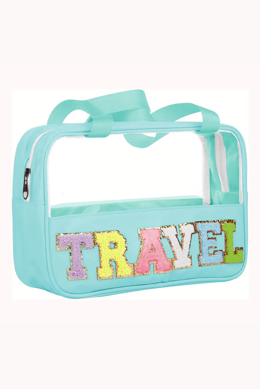 Parchment TRAVEL Letter Print Clear PVC Makeup Bag - eAura