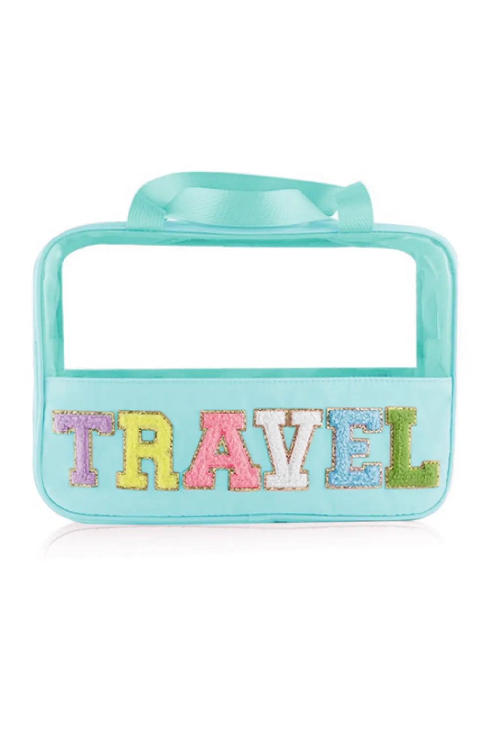 Parchment TRAVEL Letter Print Clear PVC Makeup Bag - eAura