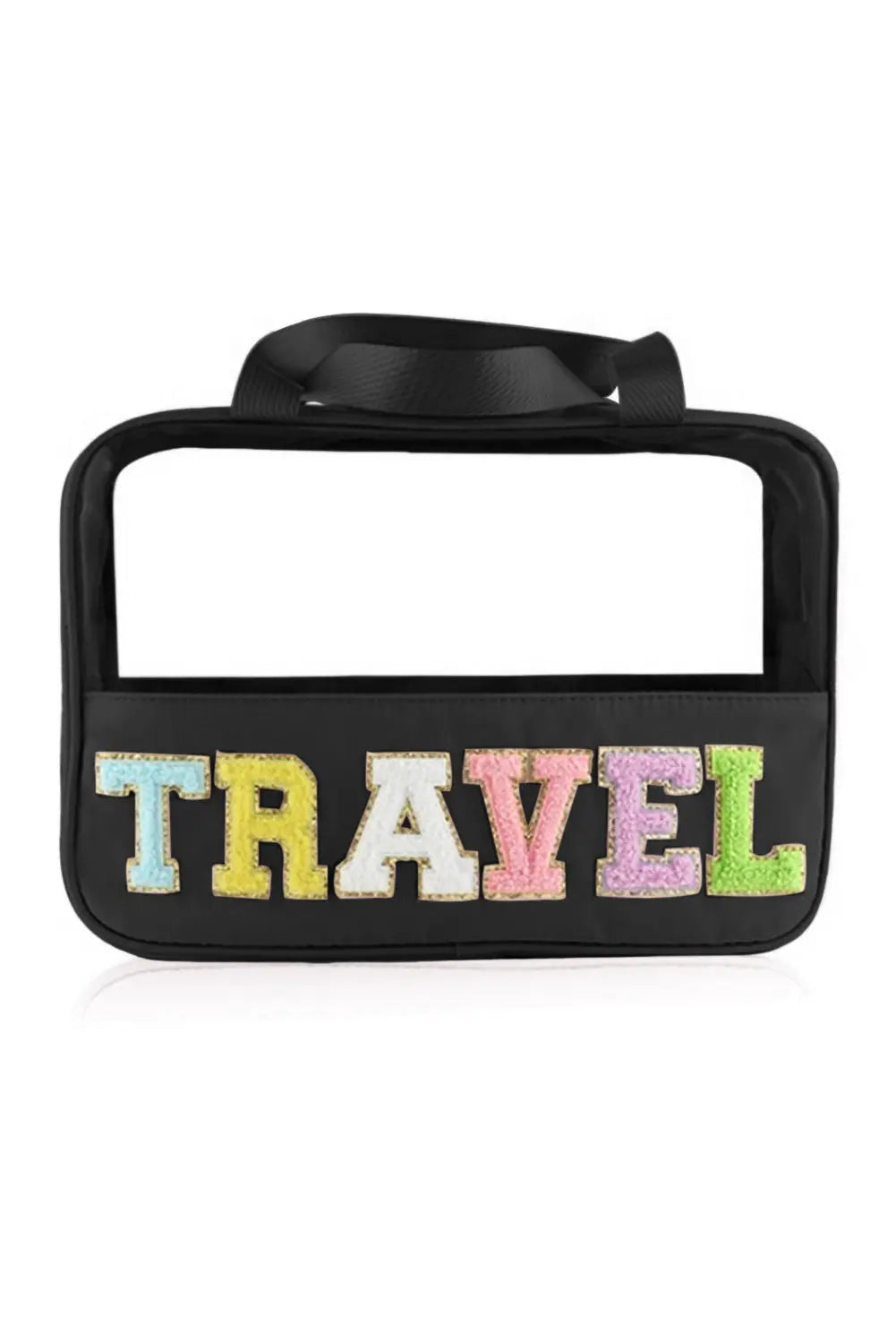 Parchment TRAVEL Letter Print Clear PVC Makeup Bag - eAura