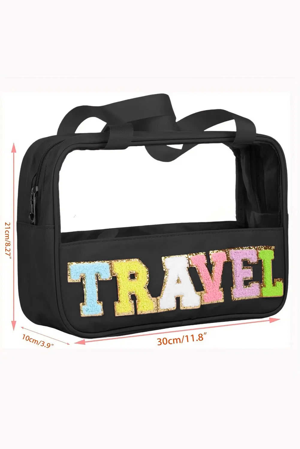 Parchment TRAVEL Letter Print Clear PVC Makeup Bag - eAura
