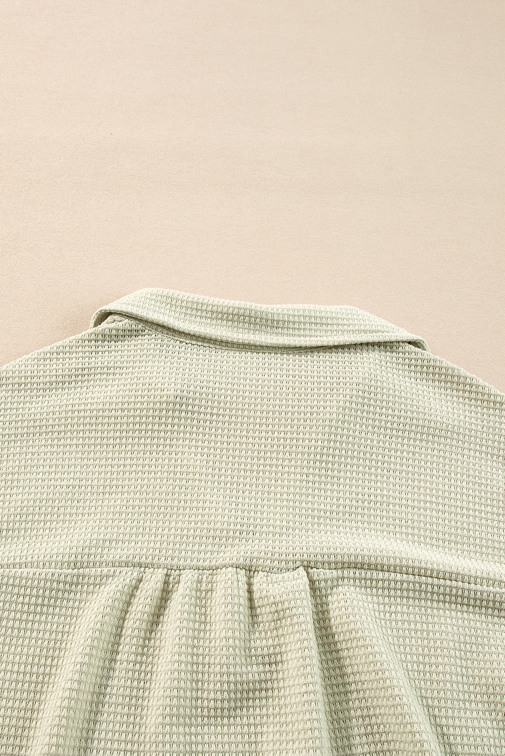 Parchment Textured Buttoned Long Sleeve Top 2 Piece Shorts Set - eAura