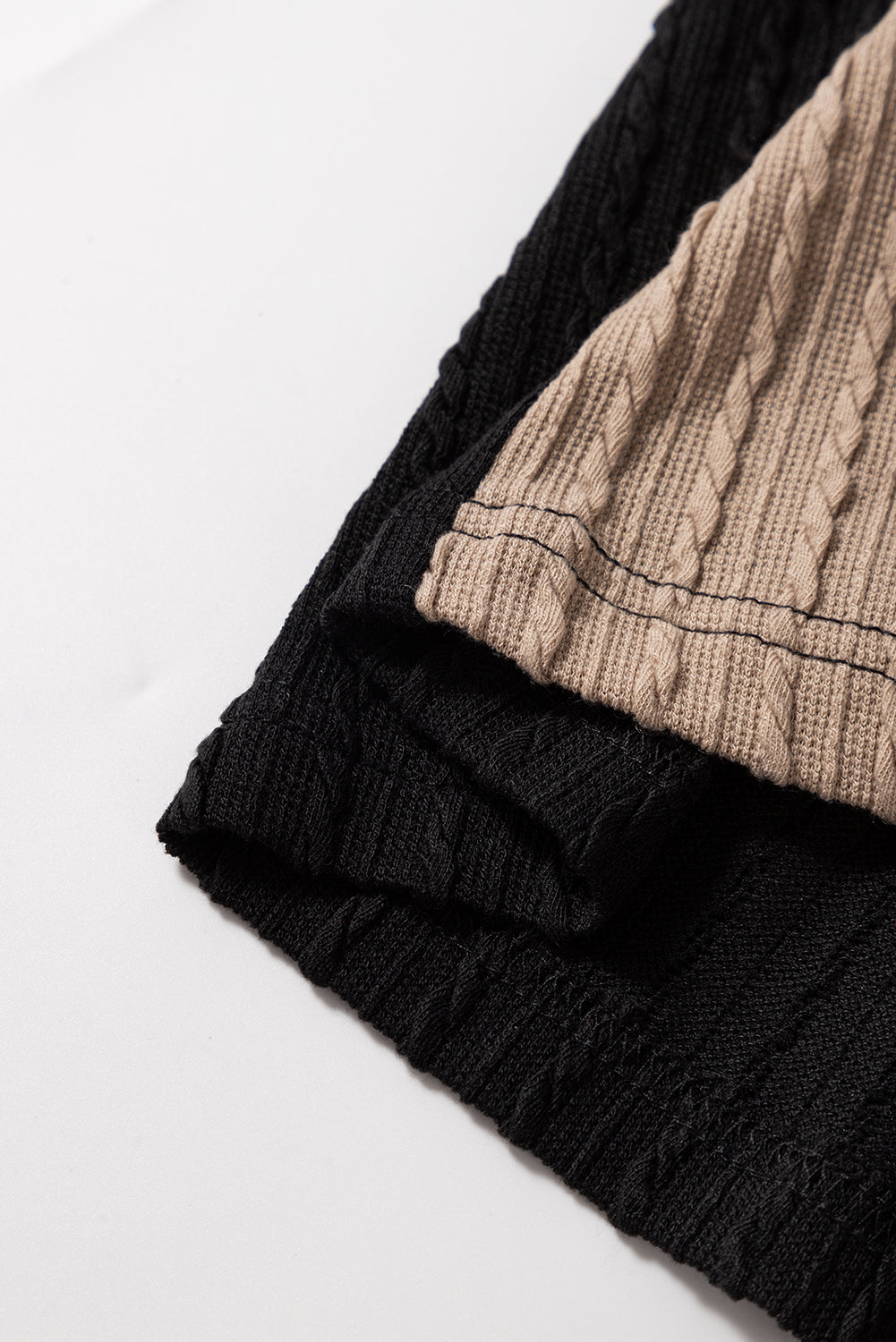 Parchment Textured Colourblock Long Sleeve Quarter Zip Drawstring Hooded Top - Tops/Sweatshirts & Hoodies