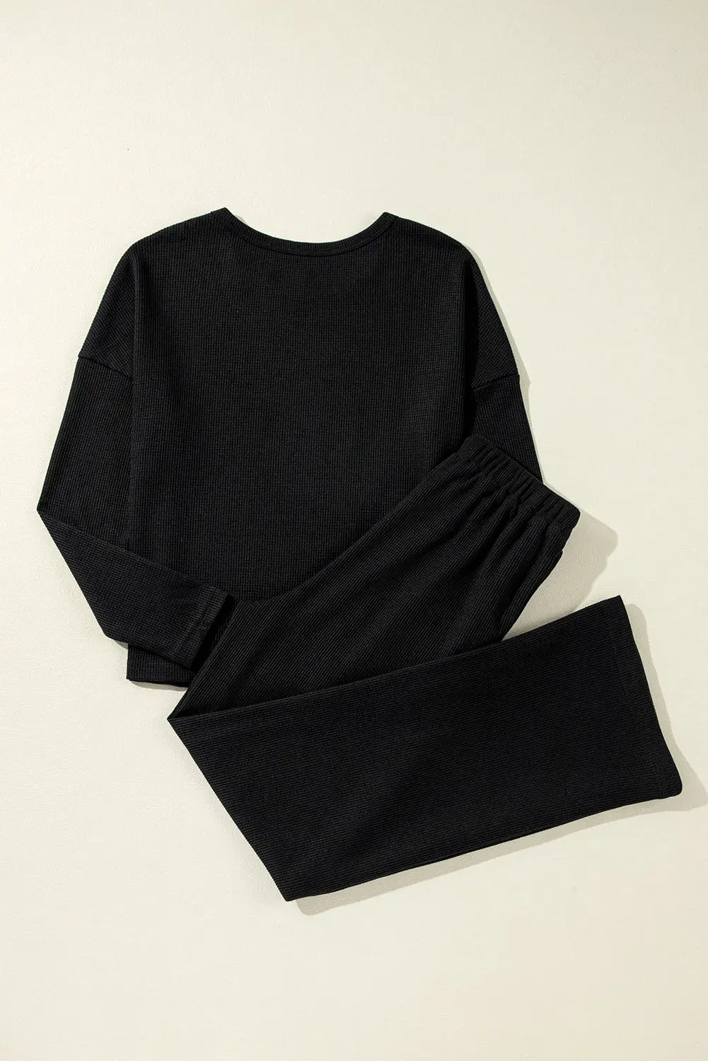 Parchment Textured Long Sleeve T Shirt and Trousers Lounge Set eAura