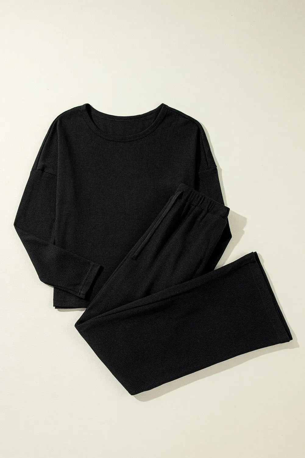 Parchment Textured Long Sleeve T Shirt and Trousers Lounge Set eAura