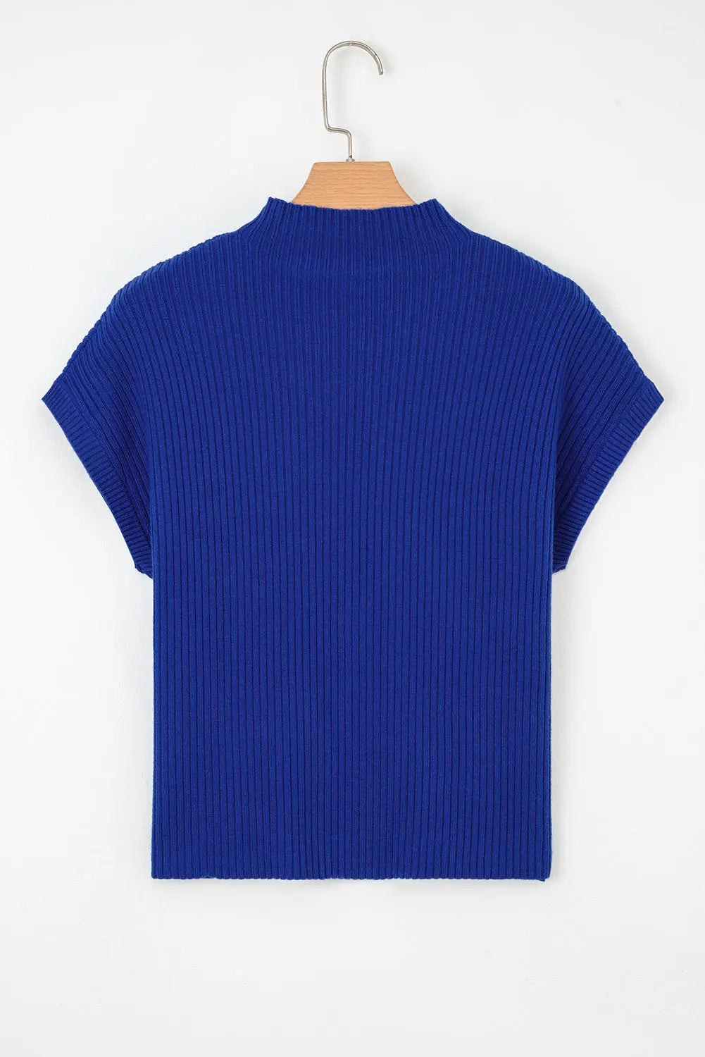 Patch Pocket Ribbed Knit Short Sleeve Sweater - eAura
