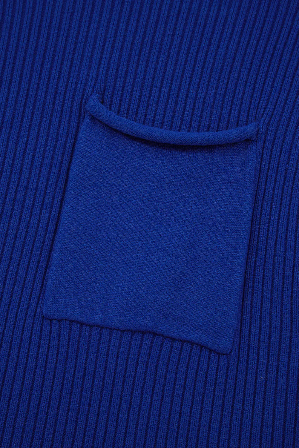 Patch Pocket Ribbed Knit Short Sleeve Sweater - eAura