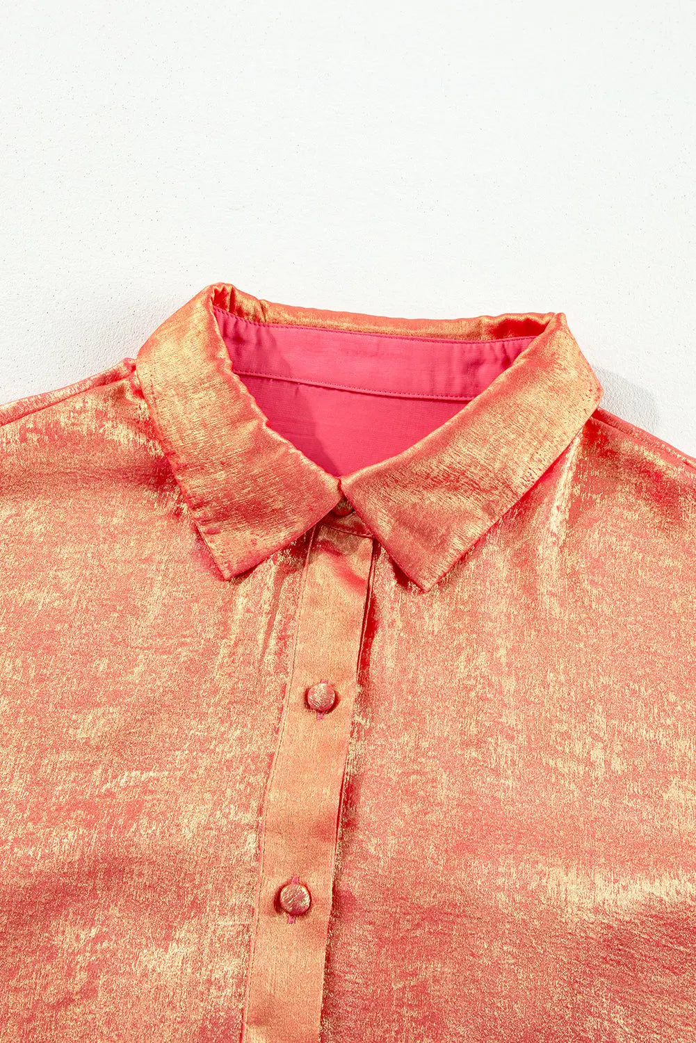 Peach Blossom Metallic Balloon Sleeve Shirt Plus Size Mini Dress Beagle Boutique Fashion Outlet
