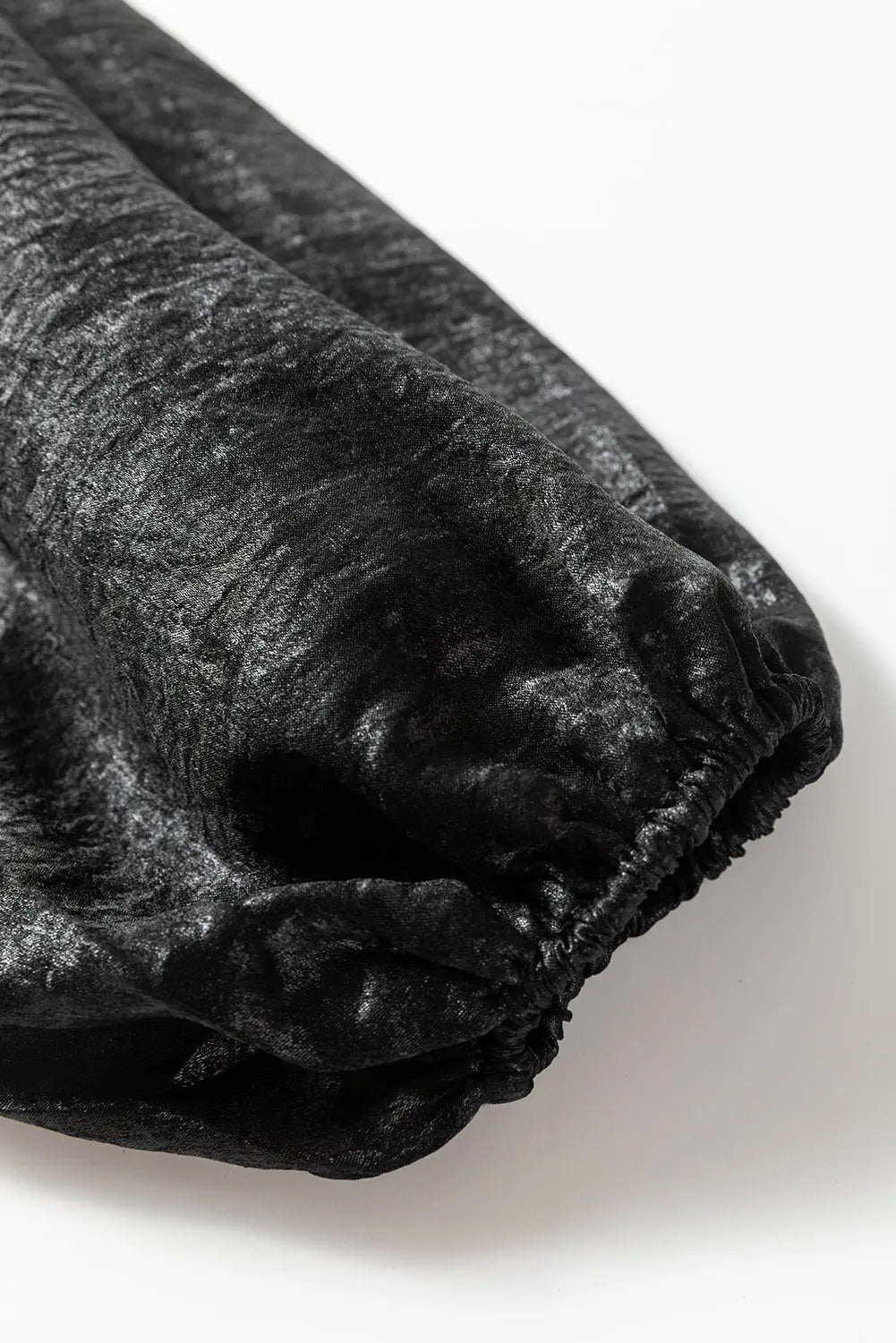 Peach Blossom Metallic Sheen Puff Sleeve Button Up Mini Shirt Dress - eAura