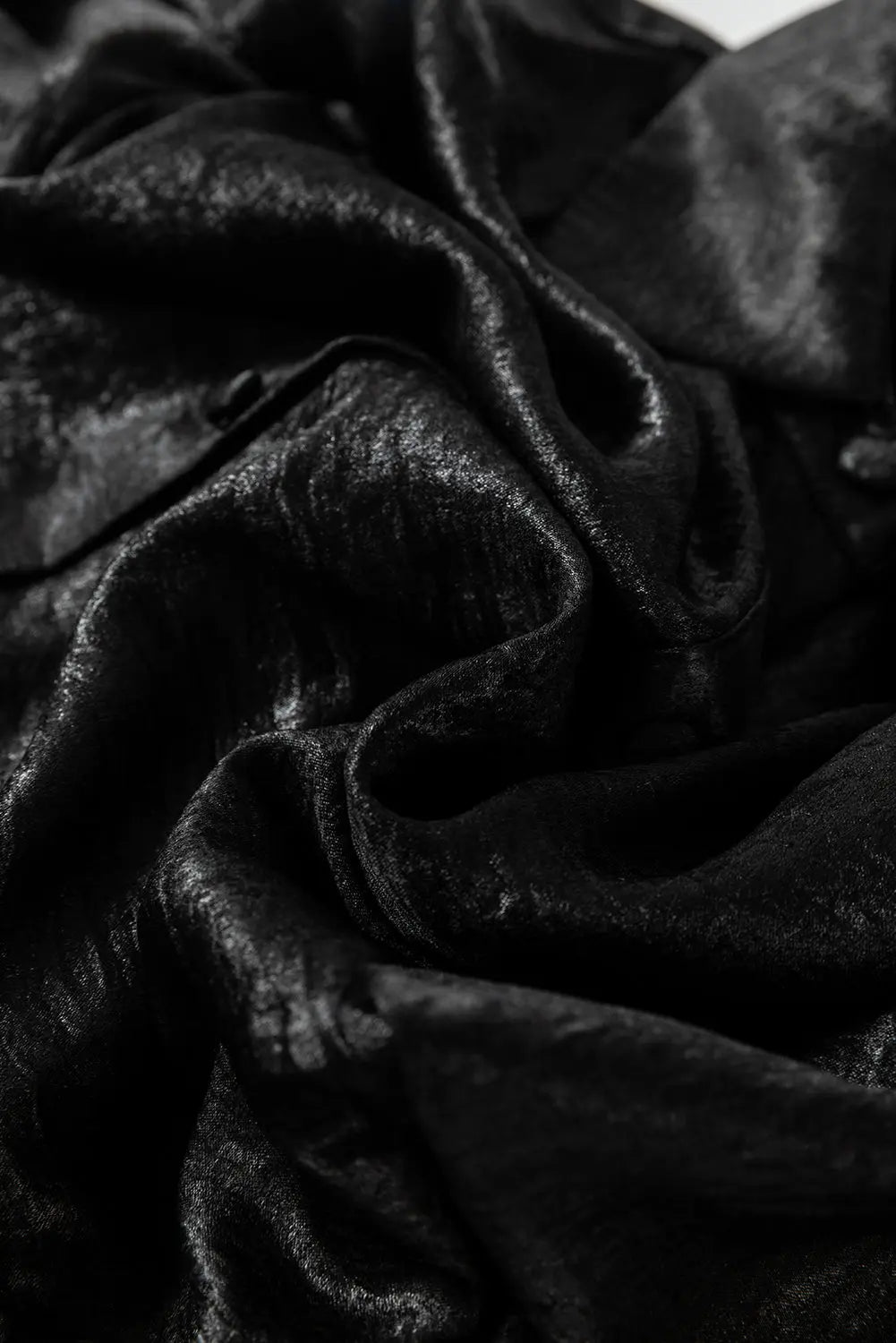 Peach Blossom Metallic Sheen Puff Sleeve Button Up Mini Shirt Dress - eAura