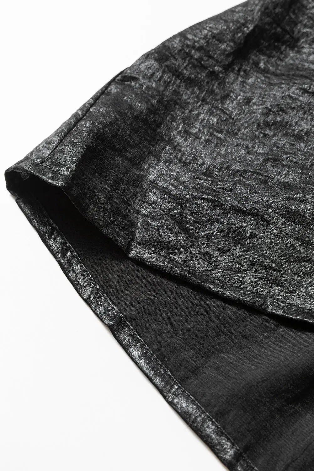 Peach Blossom Metallic Sheen Puff Sleeve Button Up Mini Shirt Dress - eAura