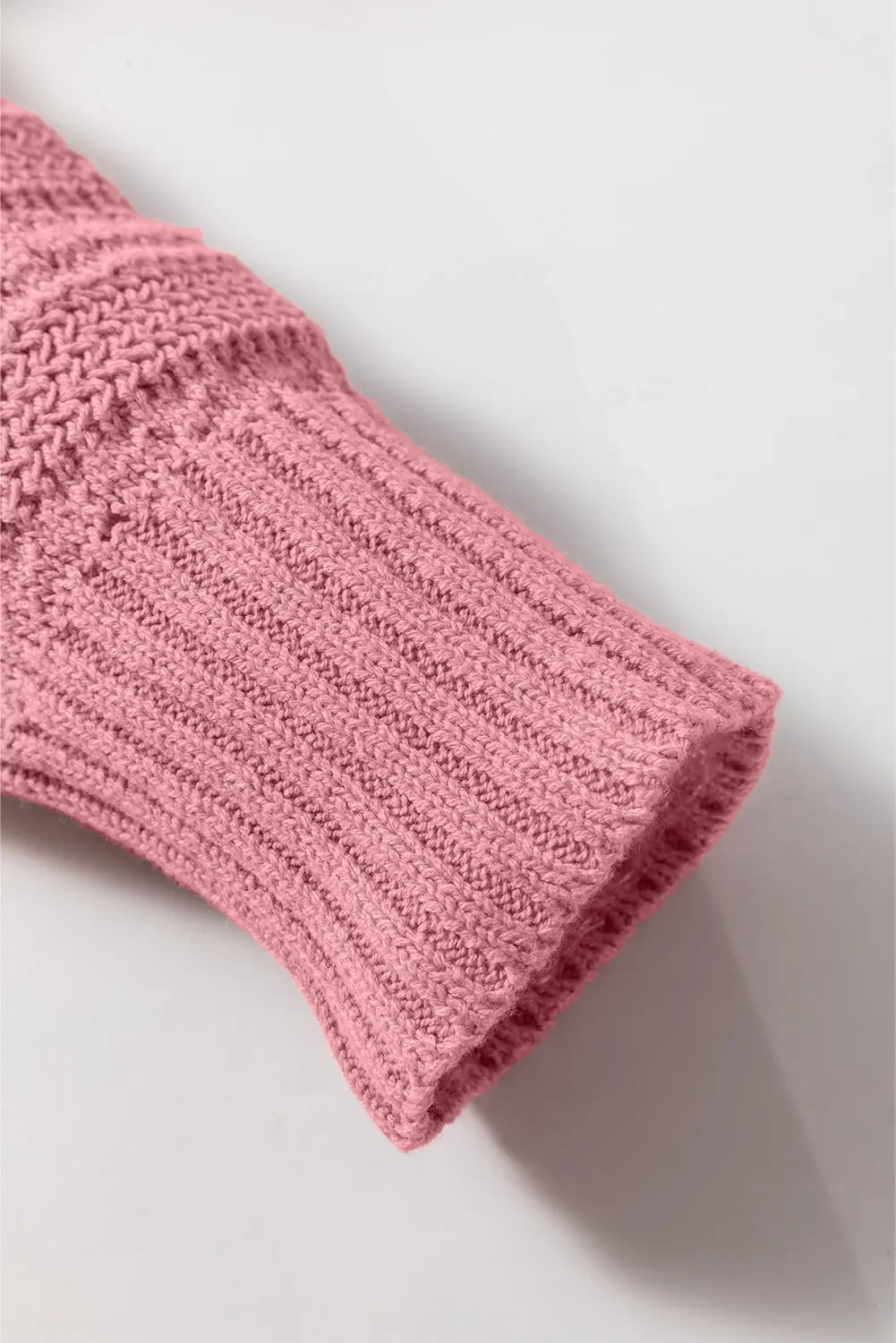 Peach Blossom Pointelle Knit Raglan Sleeve Hooded Sweater eAura