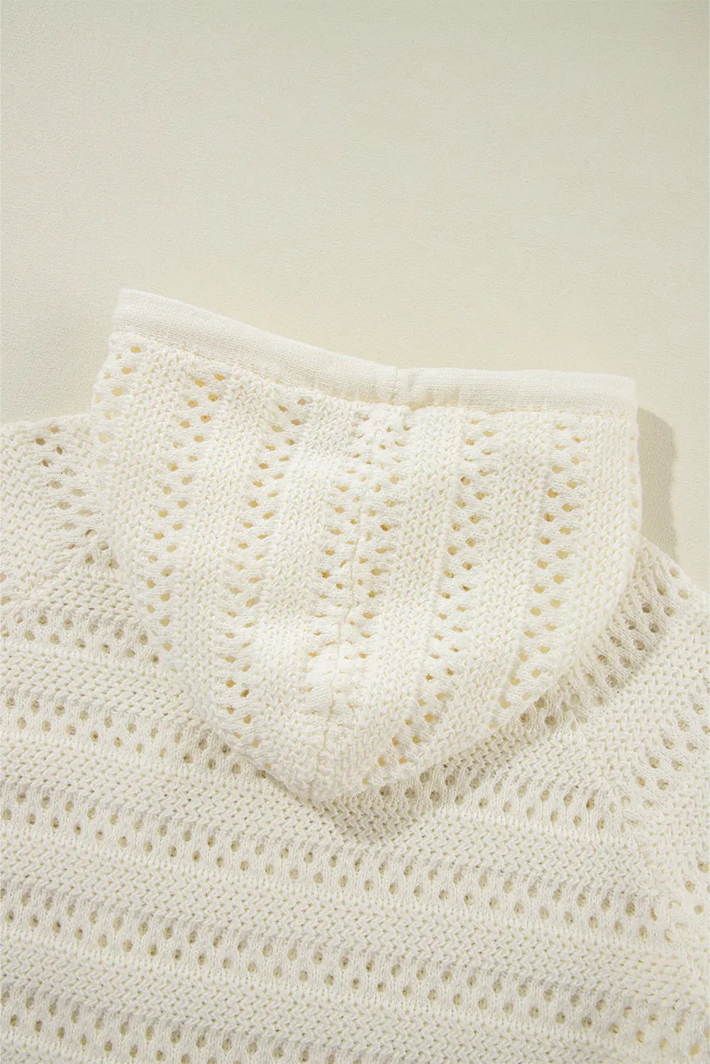 Peach Blossom Pointelle Knit Raglan Sleeve Hooded Sweater eAura