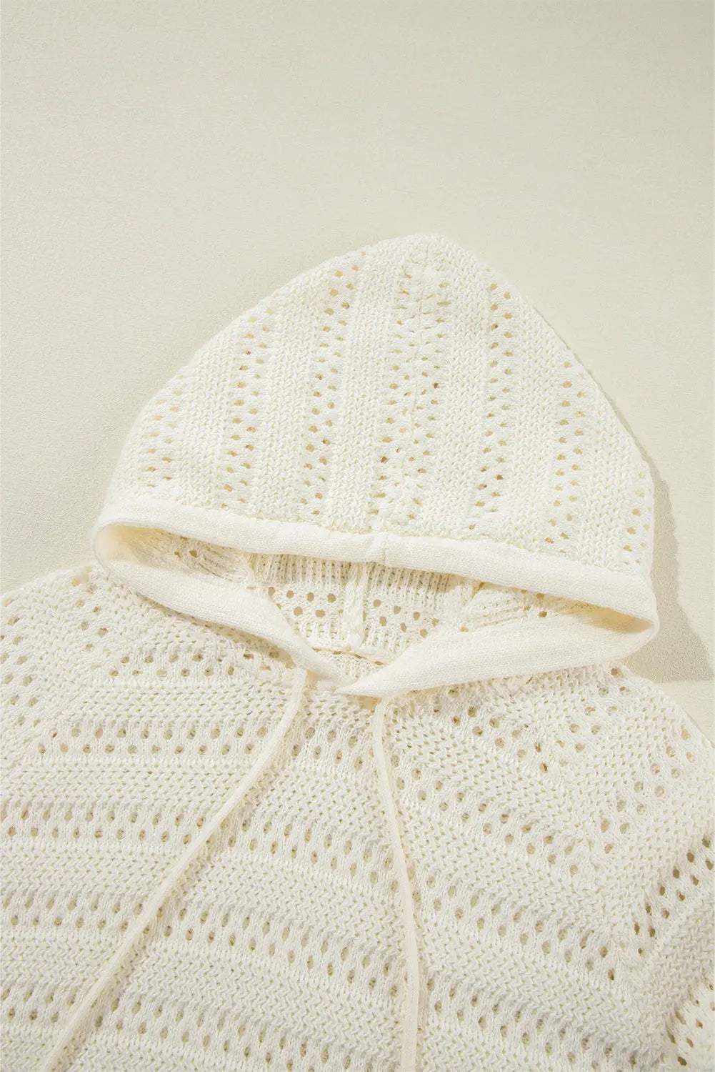 Peach Blossom Pointelle Knit Raglan Sleeve Hooded Sweater eAura
