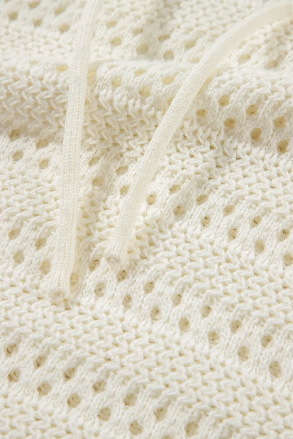 Peach Blossom Pointelle Knit Raglan Sleeve Hooded Sweater eAura