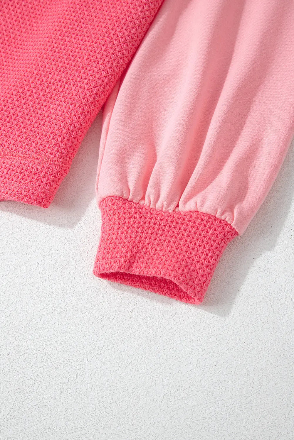 Peach Blossom Two Tone Contrast Waffle Knit Buttoned Loose Shacket Beagle Boutique Fashion Outlet