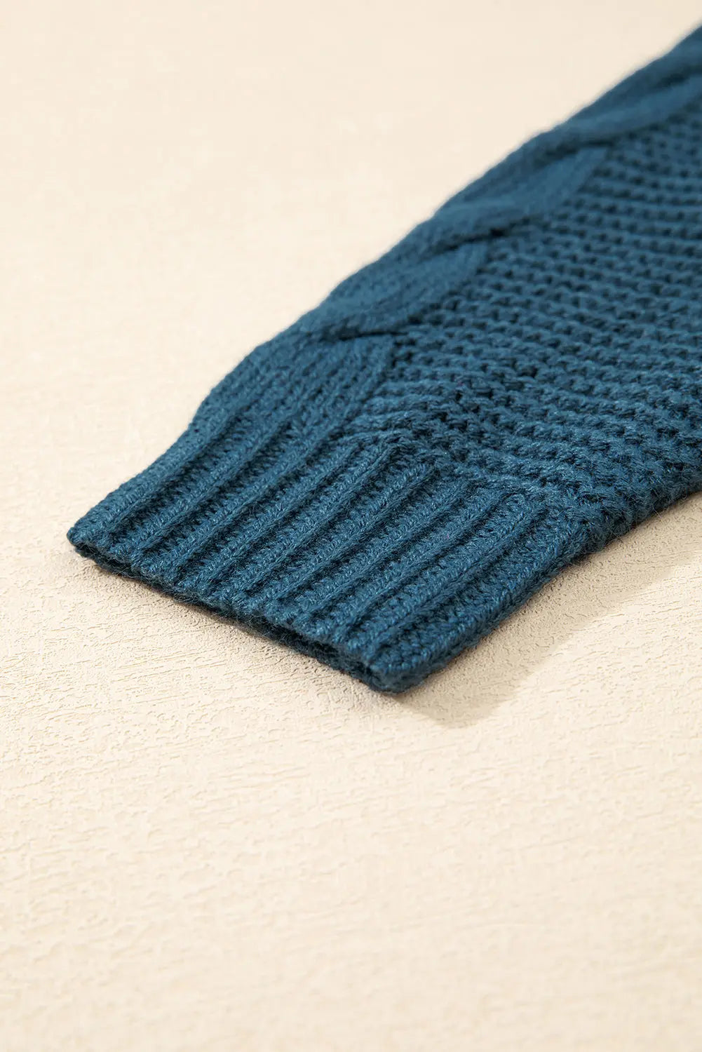 Peacock Blue Cable Knit Button Front Pocketed Baggy Cardigan Beagle Boutique Fashion Outlet