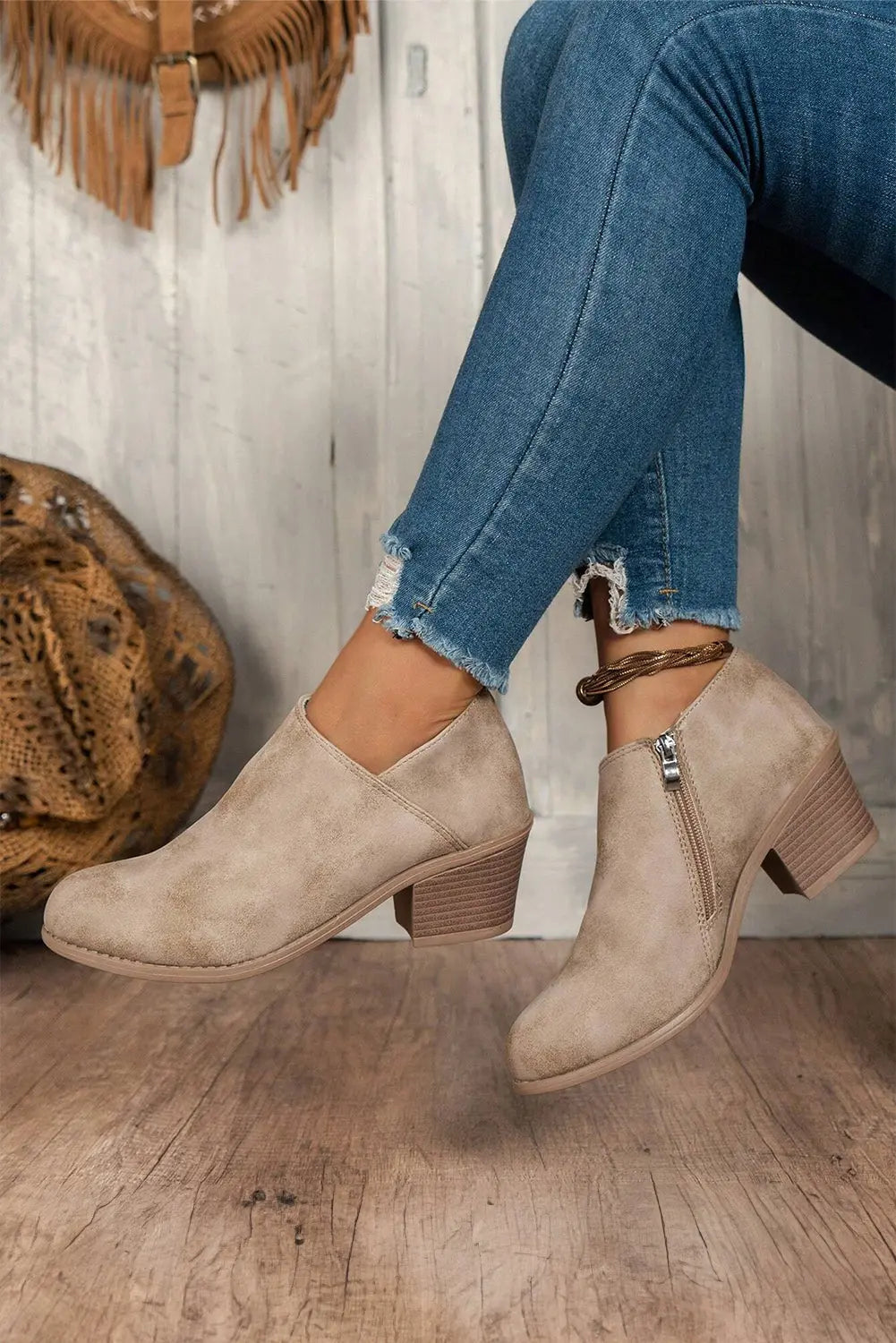 Philippine Grey Suede Ankle Boots - eAura