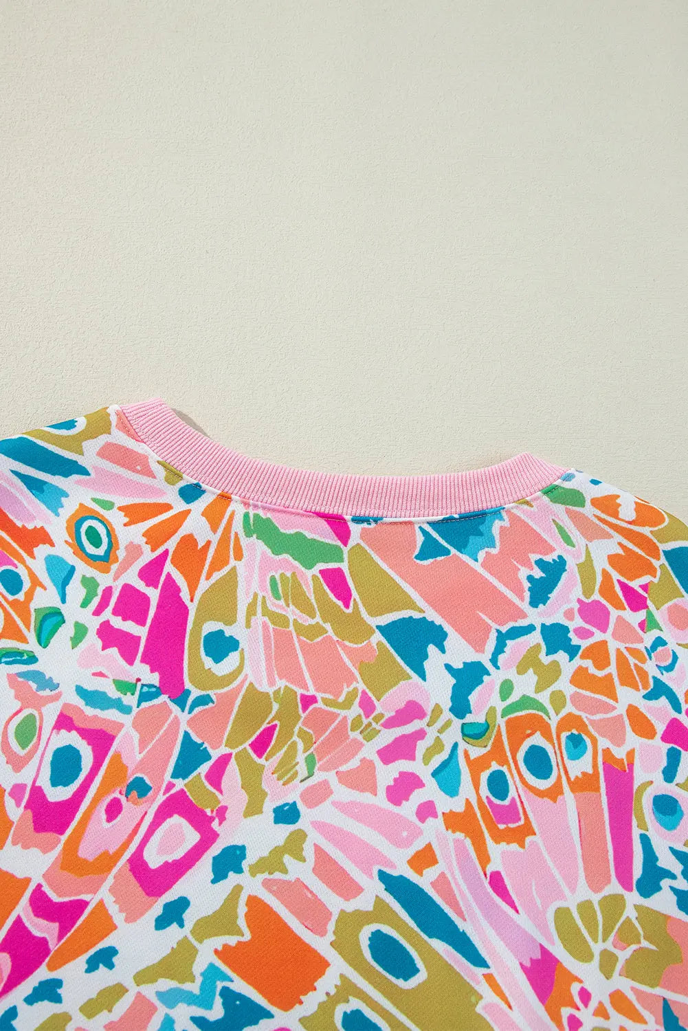 Pink Abstract Printed Drop Shoulder Loose Sweatshirt Beagle Boutique Fashion Outlet