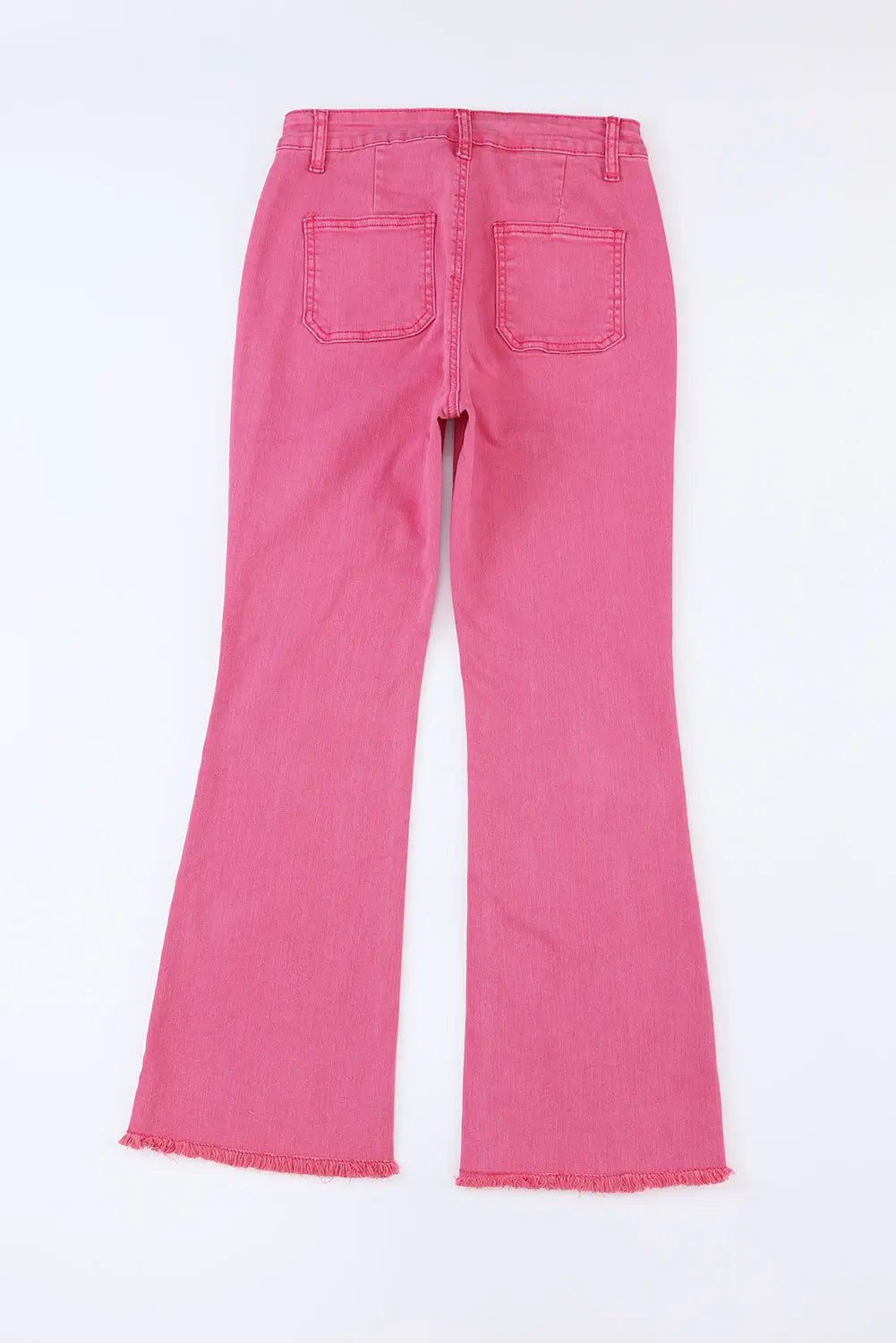 Pink Ankle-length Flare Leg Raw Hem Jeans eAura
