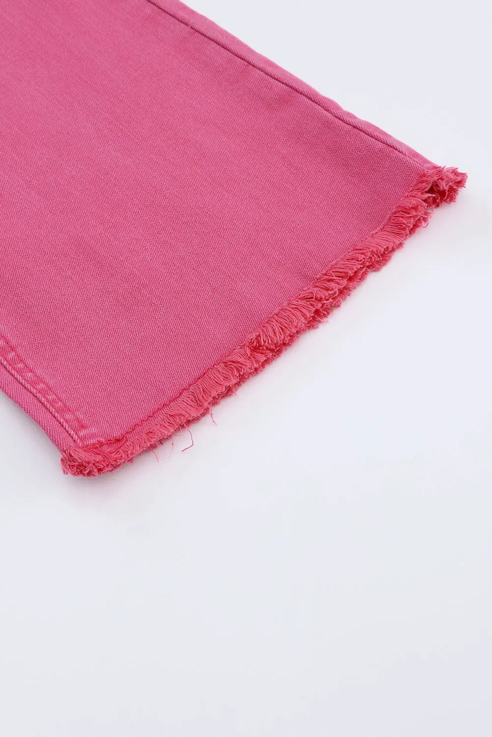 Pink Ankle-length Flare Leg Raw Hem Jeans eAura