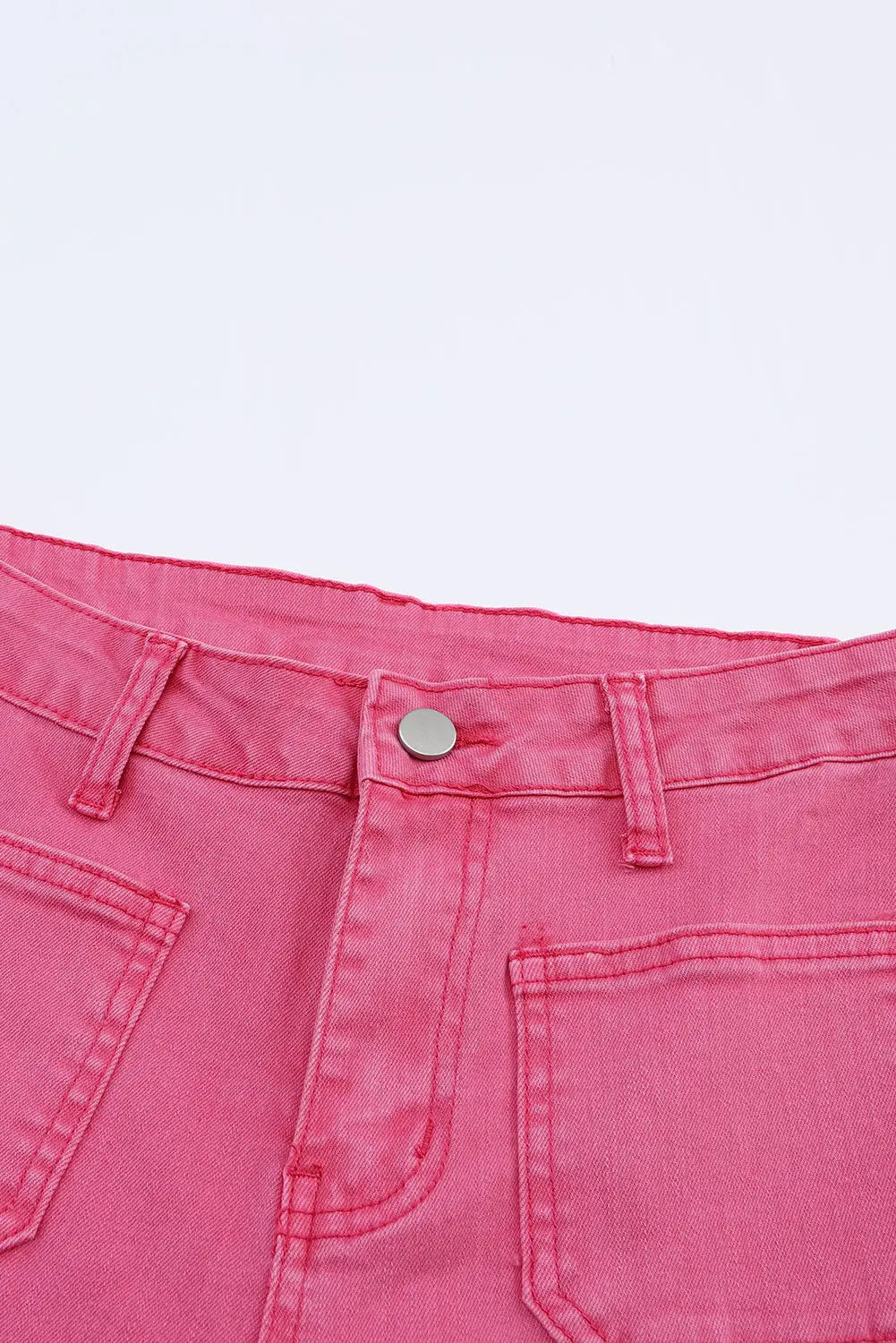 Pink Ankle-length Flare Leg Raw Hem Jeans eAura