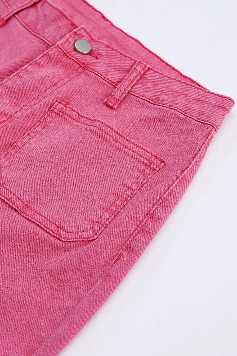 Pink Ankle-length Flare Leg Raw Hem Jeans eAura