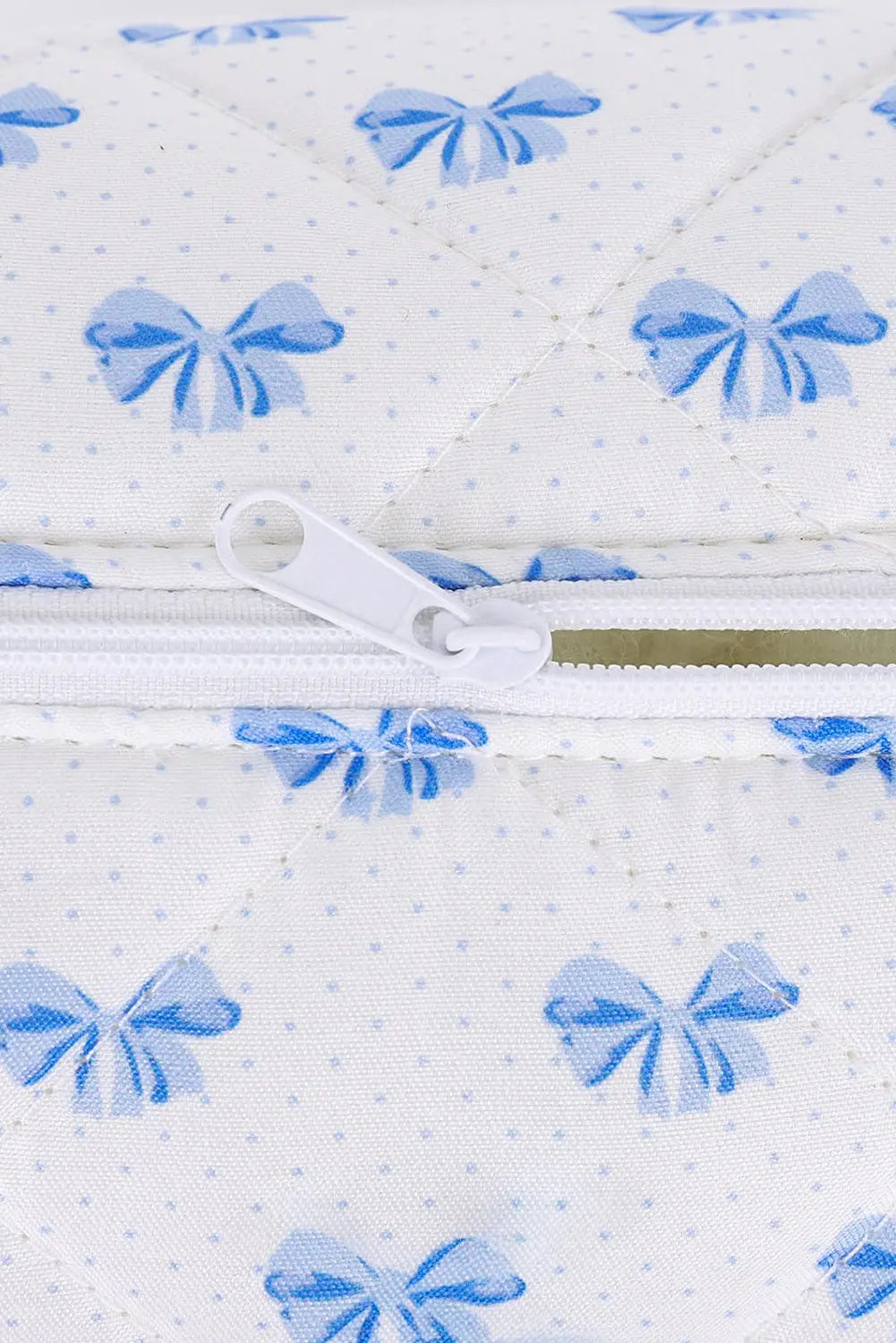 Pink Bow Knot Quilted Zipper Makeup Bag - eAura