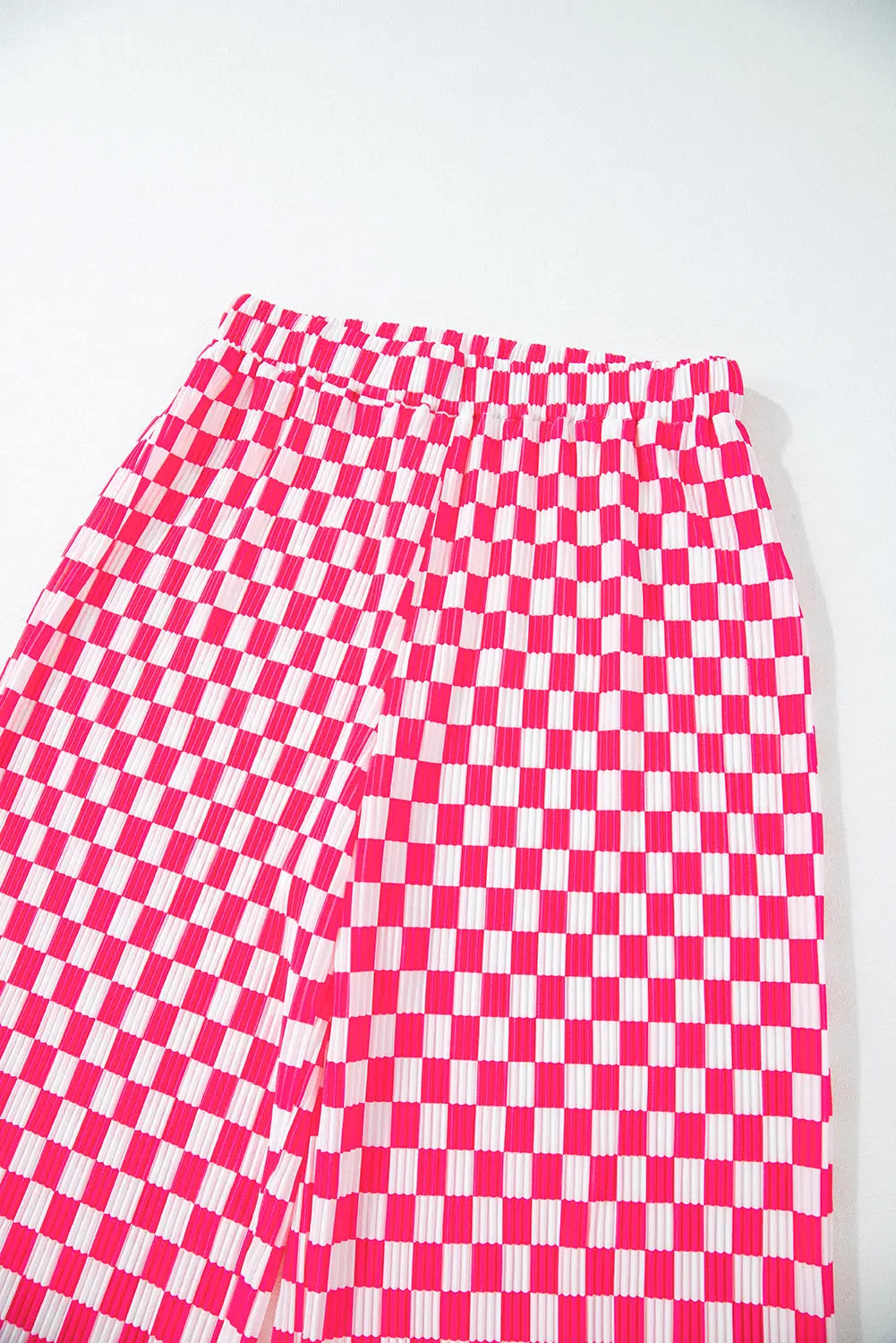 Pink Checkered Buttoned Shirt and High Waist Trousers Pajama Set eAura