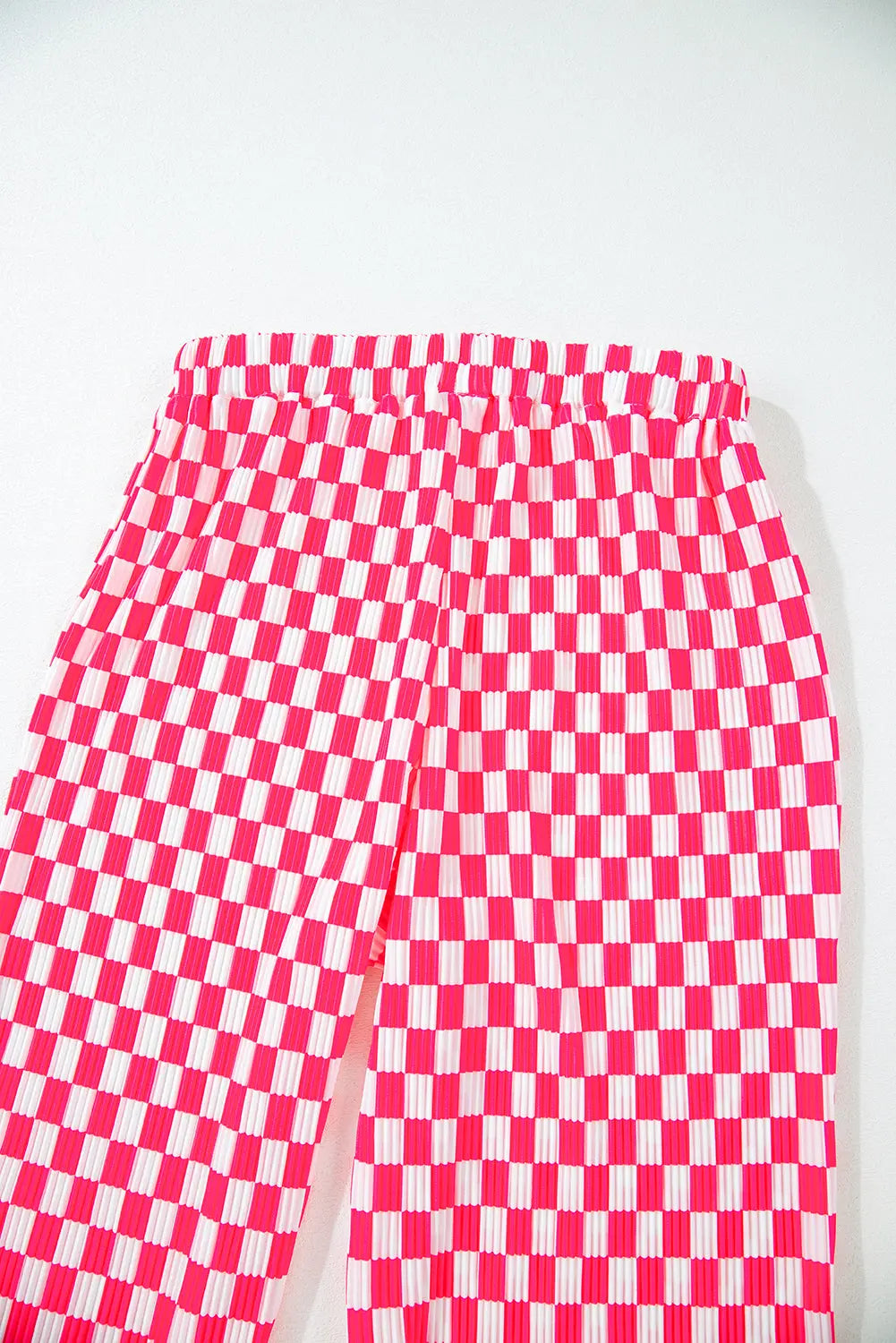 Pink Checkered Buttoned Shirt and High Waist Trousers Pajama Set eAura
