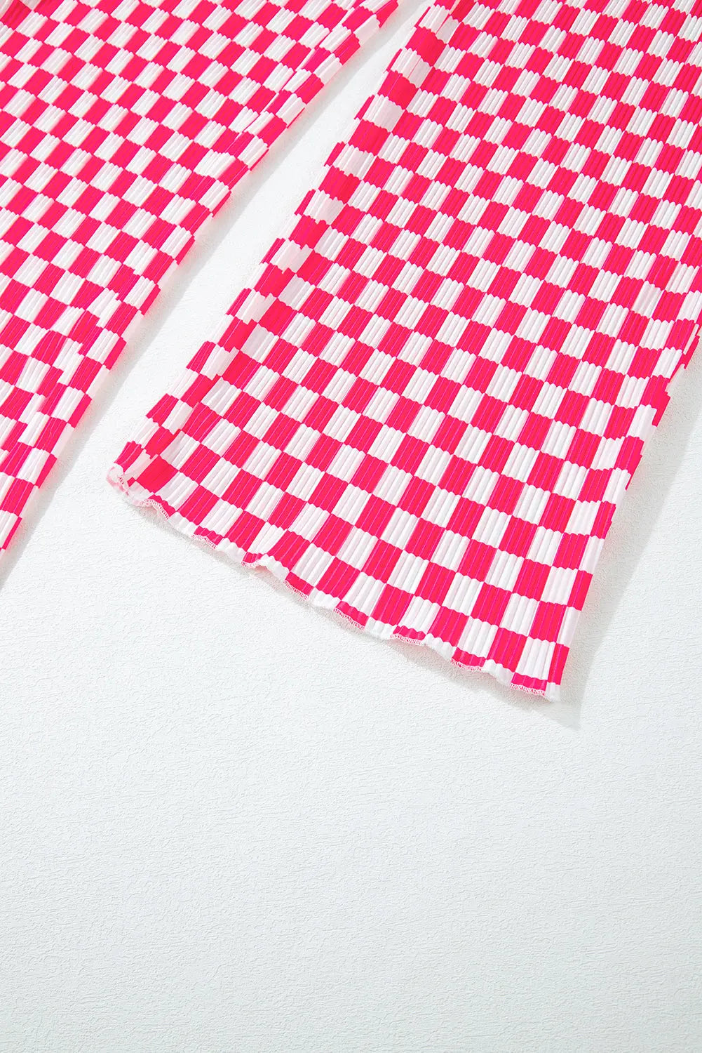 Pink Checkered Buttoned Shirt and High Waist Trousers Pajama Set eAura