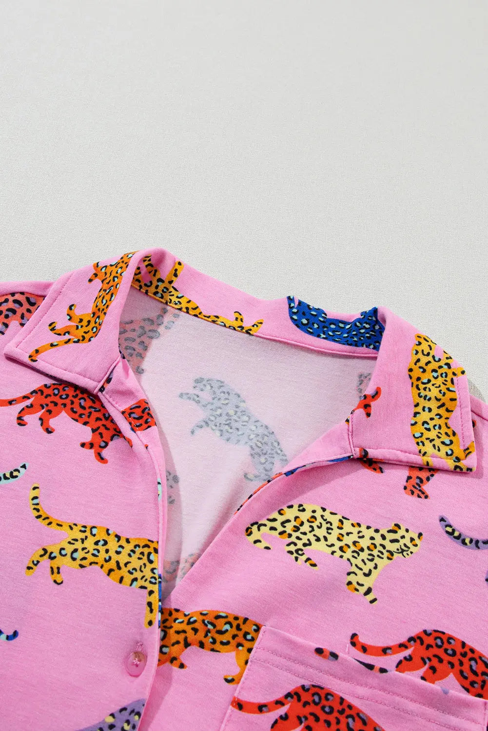 Pink Cheetah Print Shirt and Trousers Pyjama Set eAura