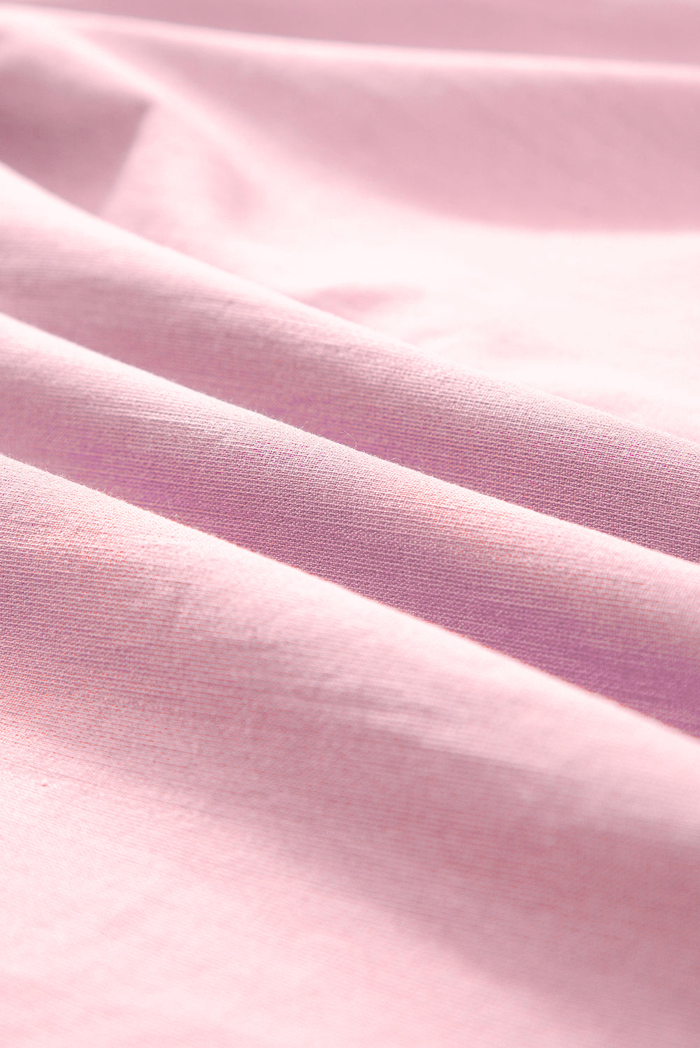 Pink Floral Embroidered Puff Sleeve Split Neck Blouse - eAura