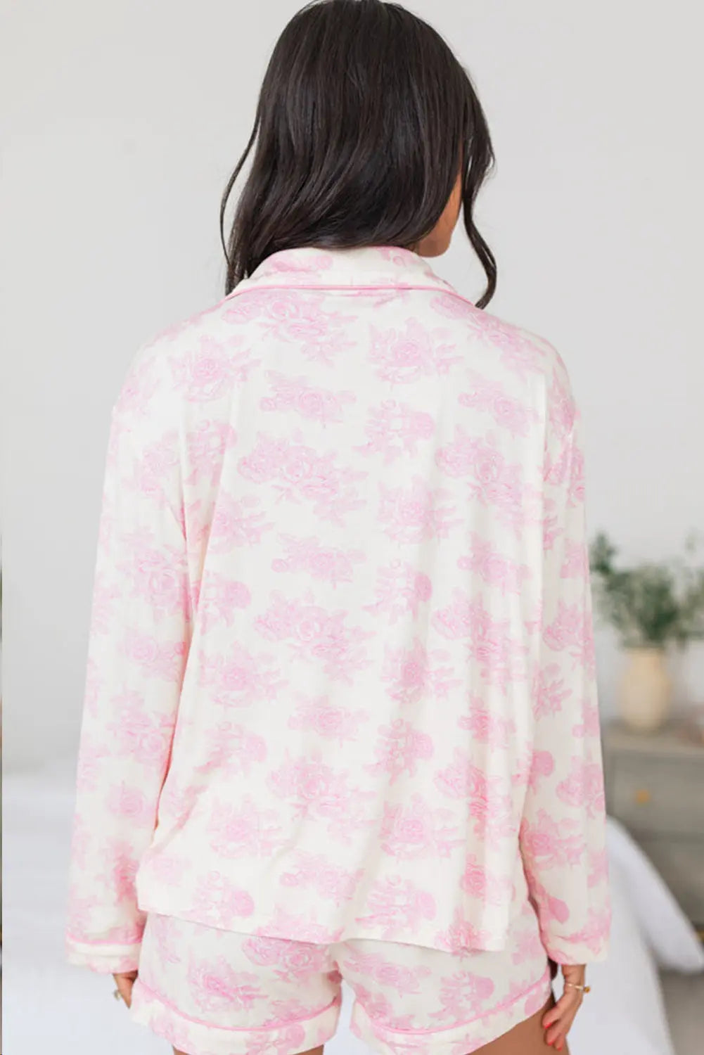 Pink Floral Long Sleeve and Trousers Pyjamas Set eAura