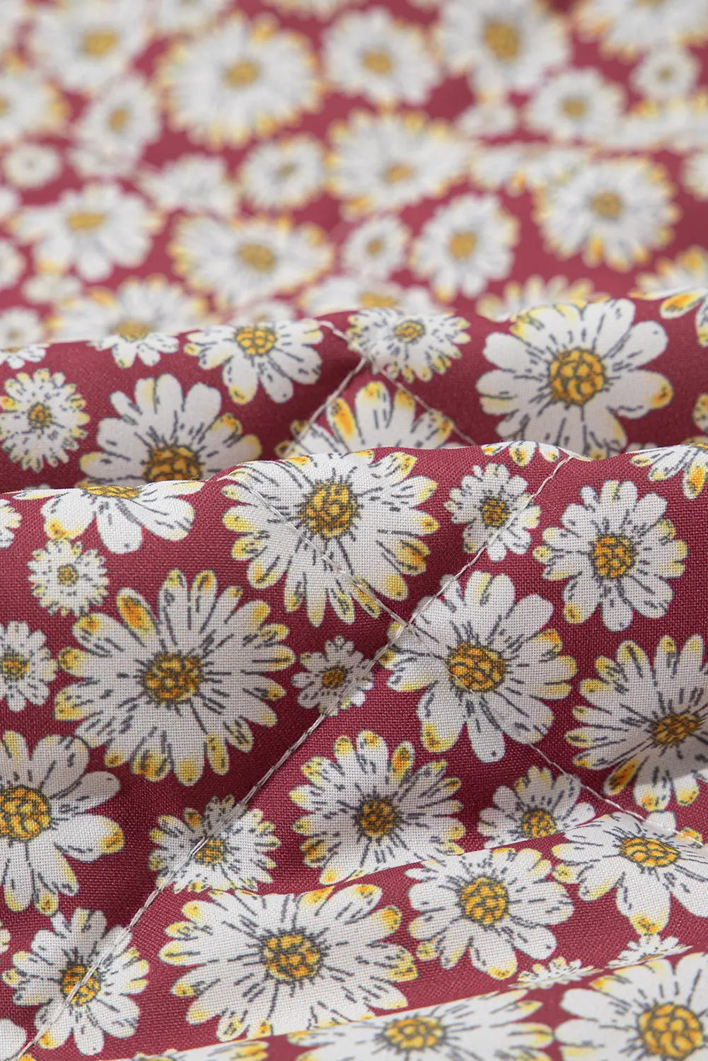 Pink Floral Print Contrast Edge Stand Neck Coat - eAura