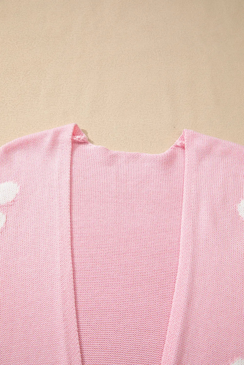 Pink Floral Print Knitted Open Front Loose Cardigan Beagle Boutique Fashion Outlet