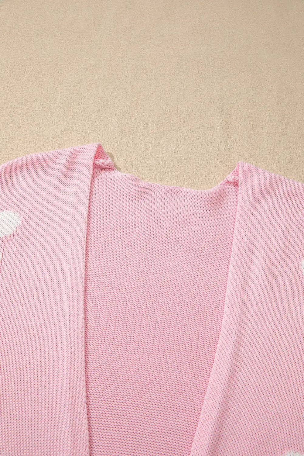 Pink Floral Print Knitted Open Front Loose Cardigan Beagle Boutique Fashion Outlet