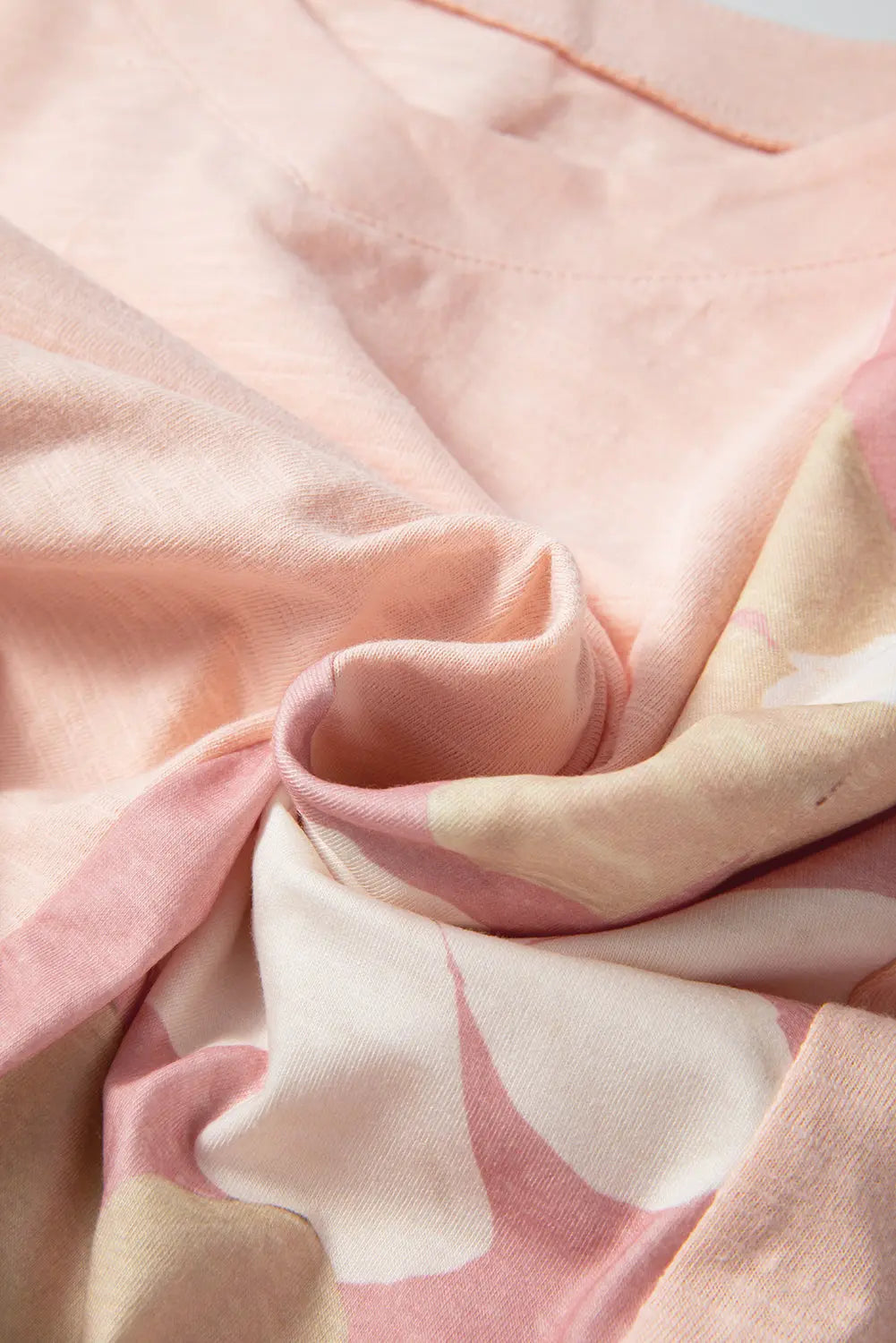 Pink Flower Patchwork Exposed Seam Oversized High Low Top - eAura