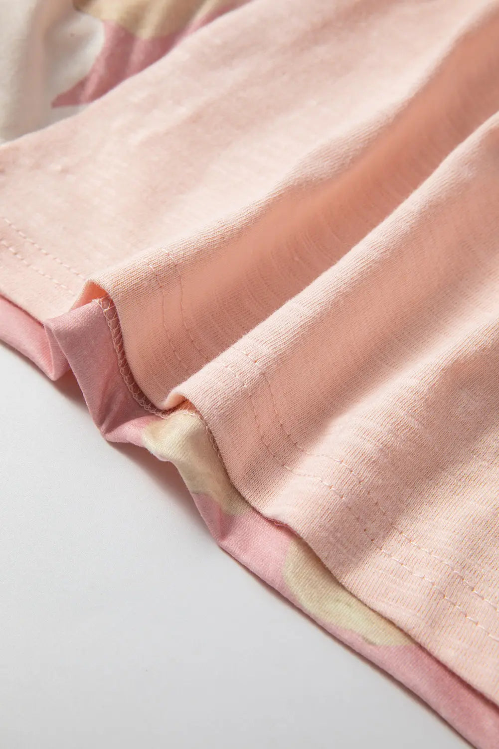 Pink Flower Patchwork Exposed Seam Oversized High Low Top - eAura